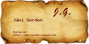 Jáni Gordon névjegykártya